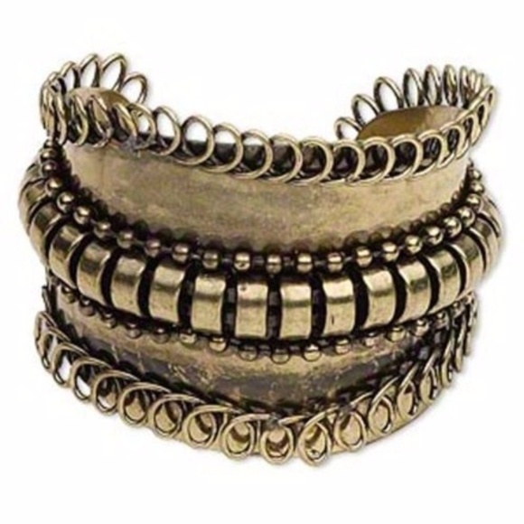 Antiqued Brass Steampunk Wide Cuff Bracelet - Picture 1 of 3